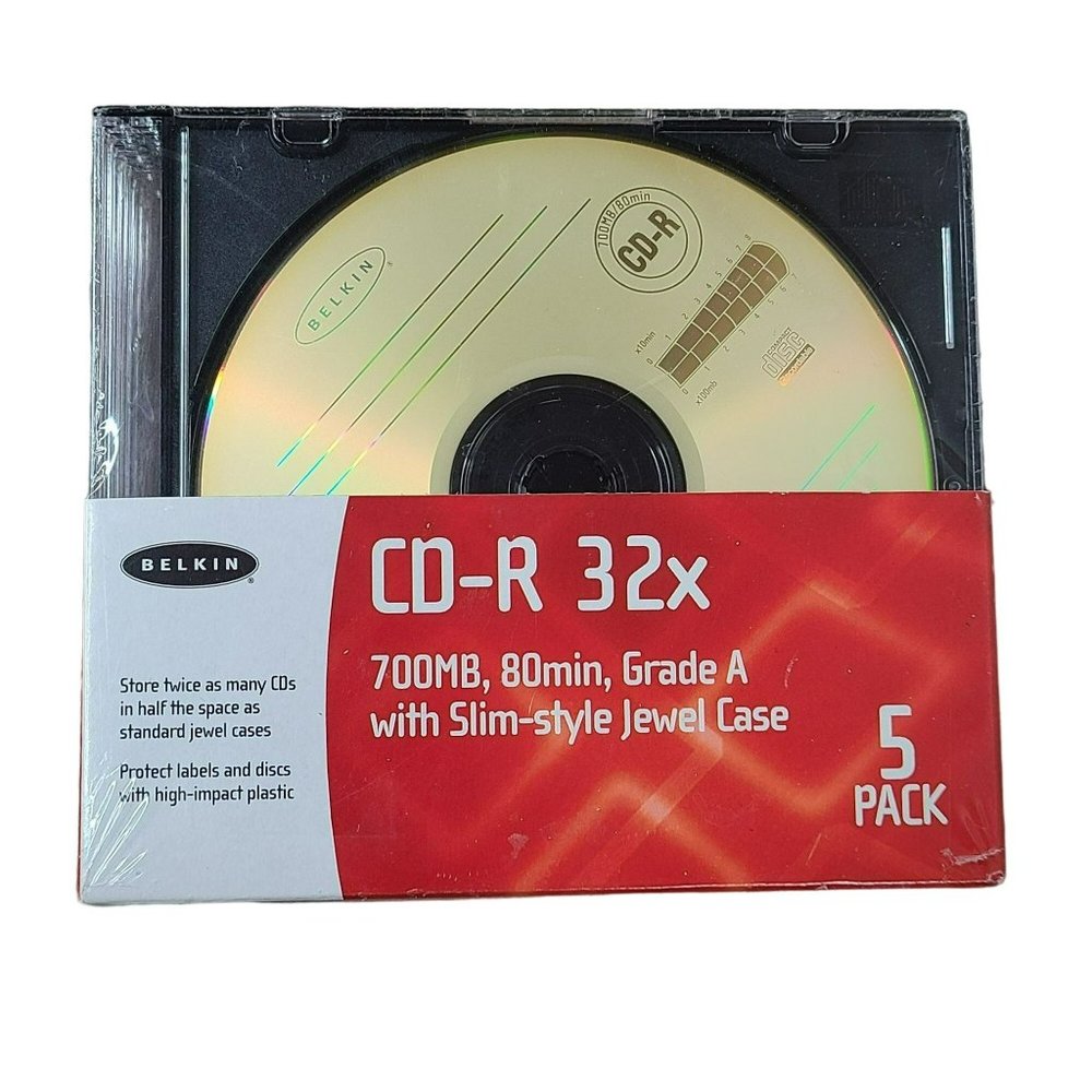 Belkin Slim Pack Cd R 32x 700 Mb 80 Minutes Video Audio Data Game Mp3